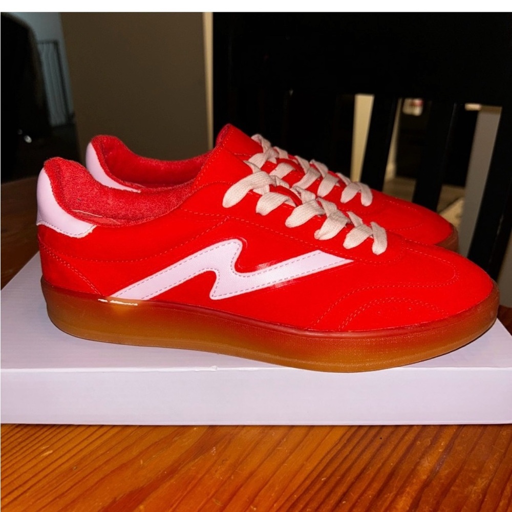 Madden Girl Red and White Sneakers